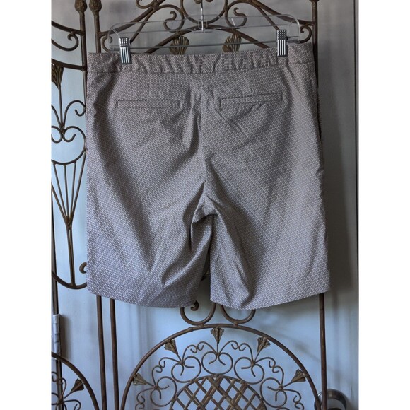 Mario Serrani Italy‎ Bermuda Shorts 10 Women Tan White Geometric Pockets - Picture 3 of 6